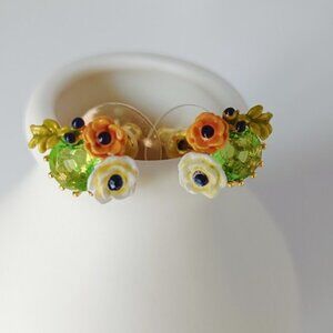 Les NEREIDES GREEN FLOWER stone earrings